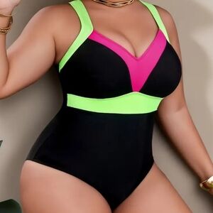 Women's V-Neck, Tummy Control, One-piece Suimsuit